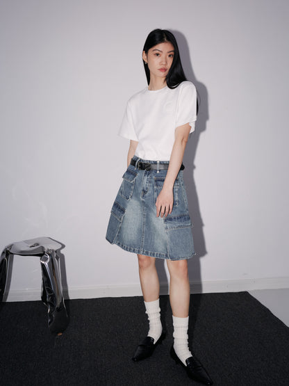 Denim Short Casual Pocket Skirt