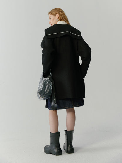 Sailor-Collar Long College Coat