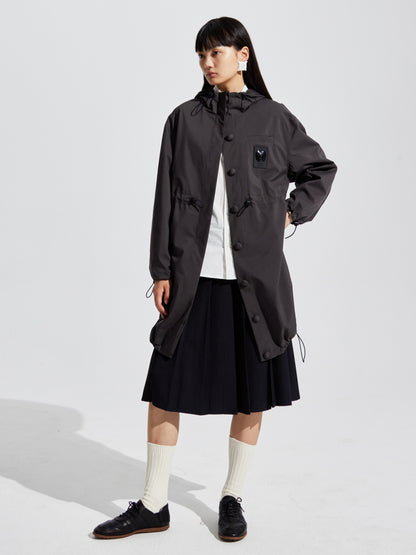 Drawstring Long Vivid Windbreaker