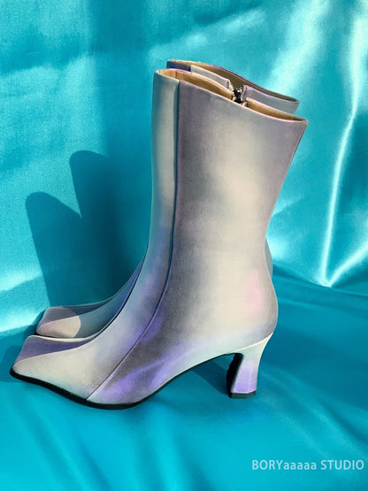 Spray Shiny Unique Low-heel Short-boots