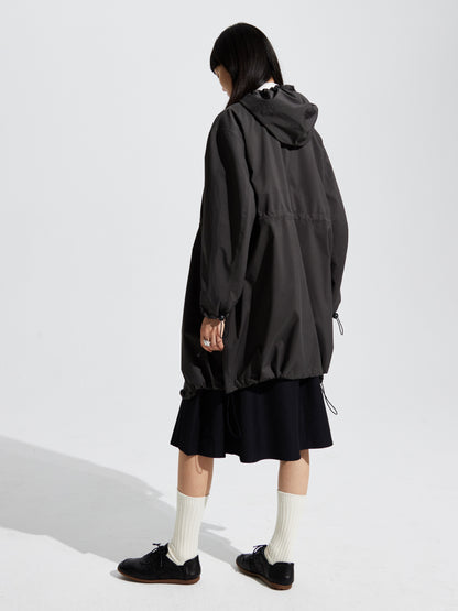 Drawstring Long Vivid Windbreaker