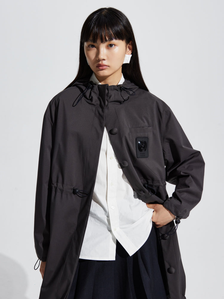 Drawstring Long Vivid Windbreaker