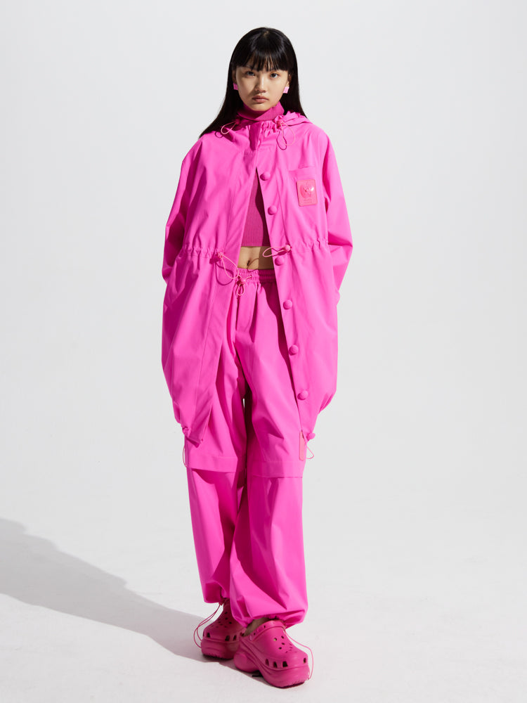 Drawstring Long Vivid Windbreaker