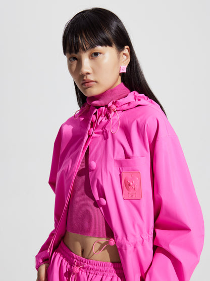 Drawstring Long Vivid Windbreaker