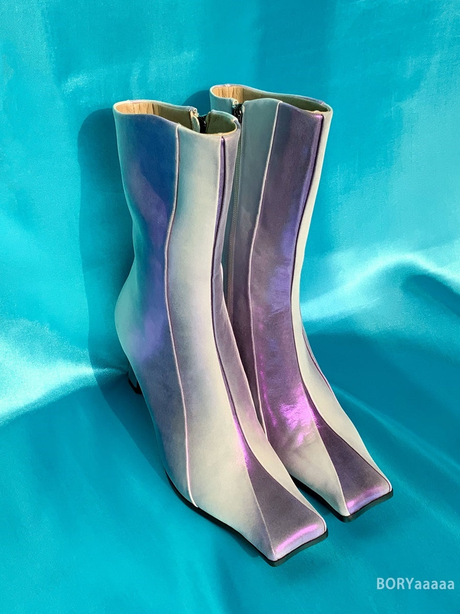 Spray Shiny Unique Low-heel Short-boots