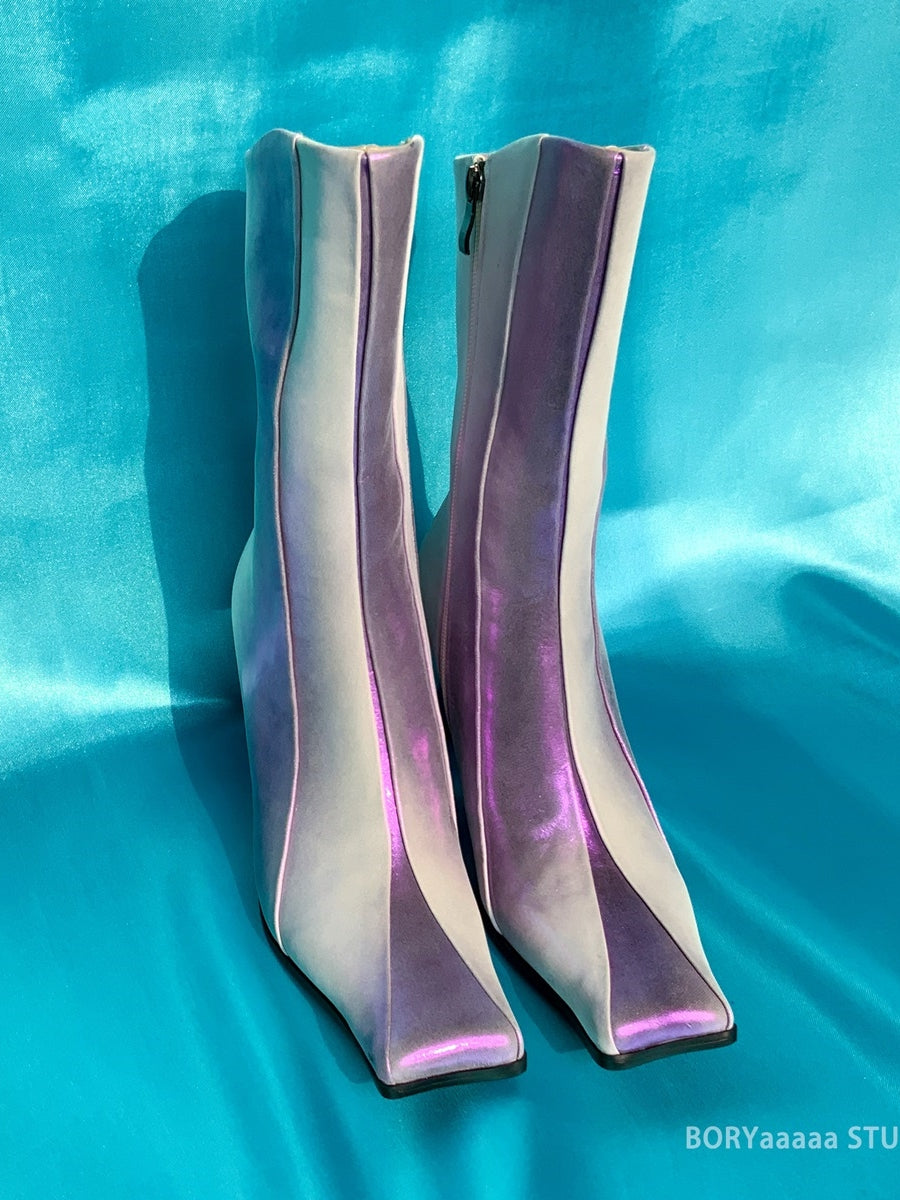 SPRAY SHINY UNIQUE LOW-HEEL SHORT-BOOTS