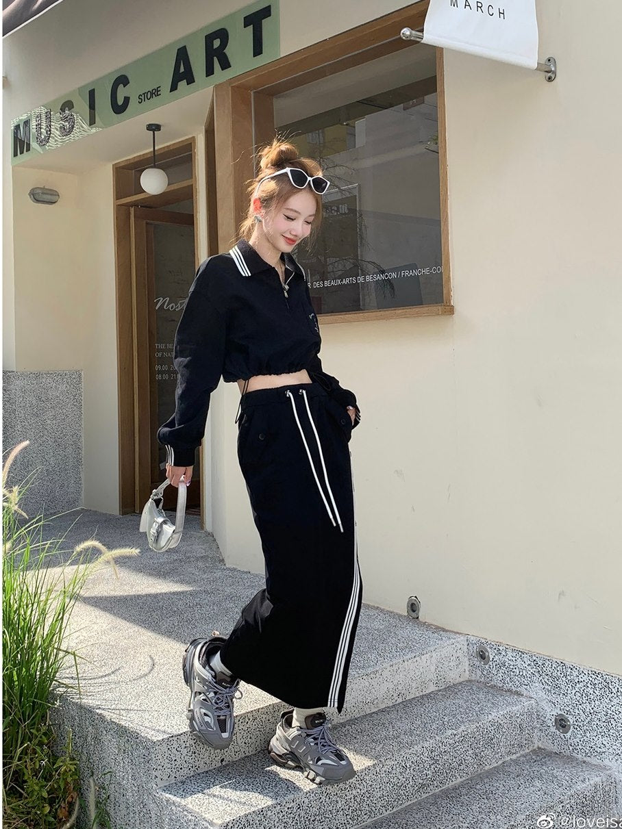 Sporty Casual Relaxed Pullover Skirt