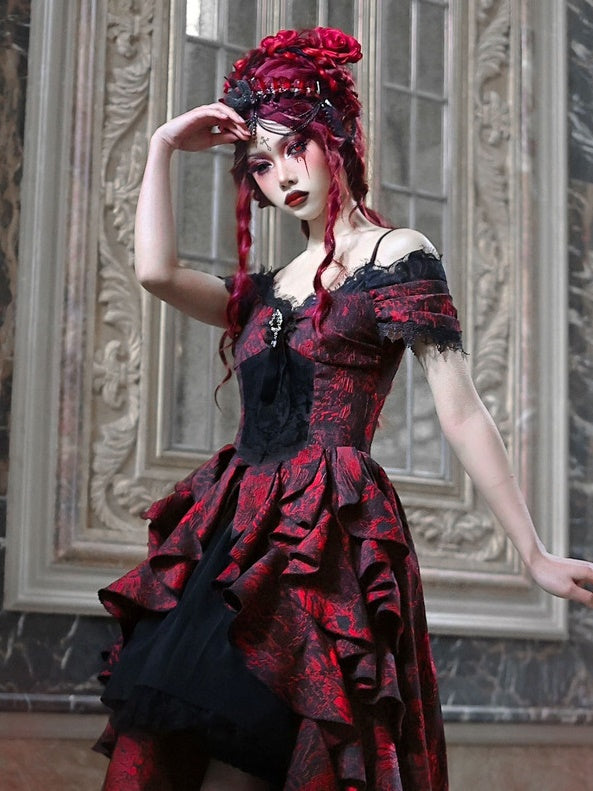 Robe de volant de la princesse en dentelle Gothic Cosplay