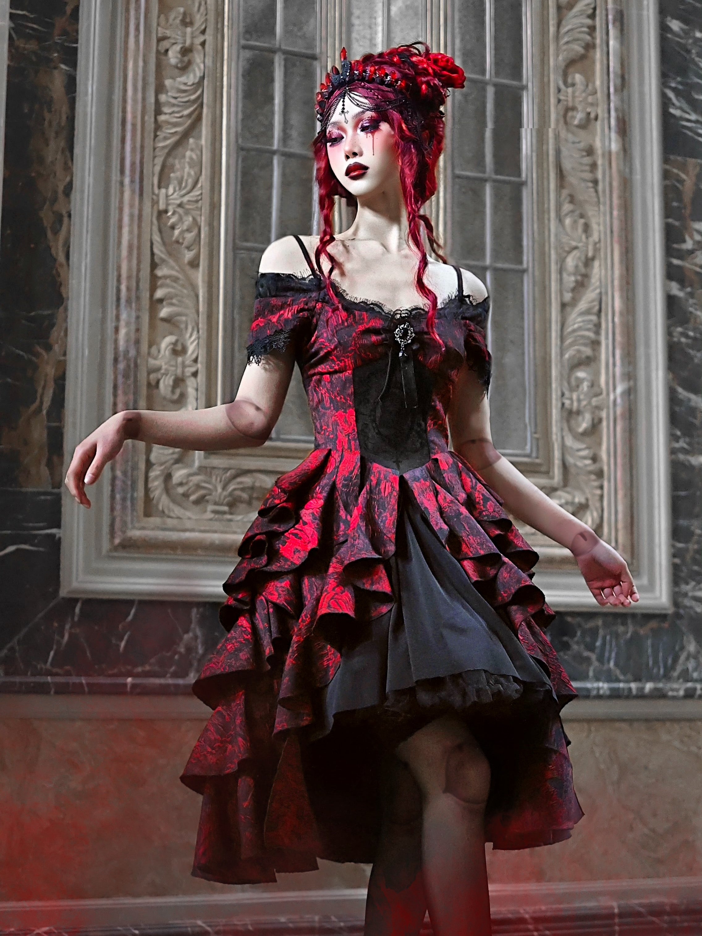 Gothic Cosplay Lace Princess Frill Dress