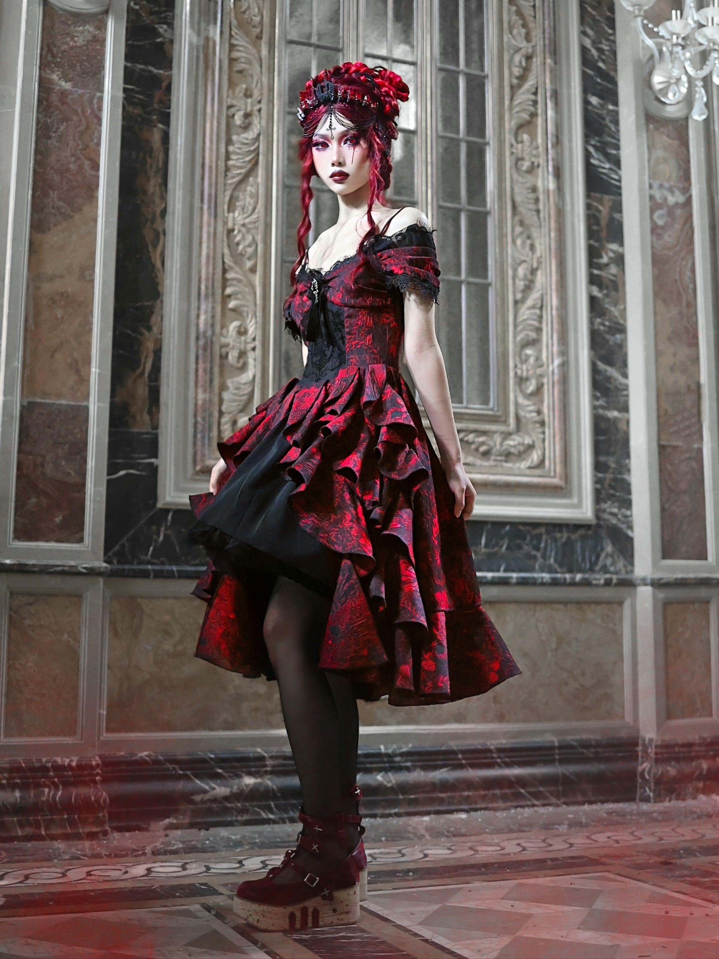 Gothic Cosplay Lace Princess Frill Dress