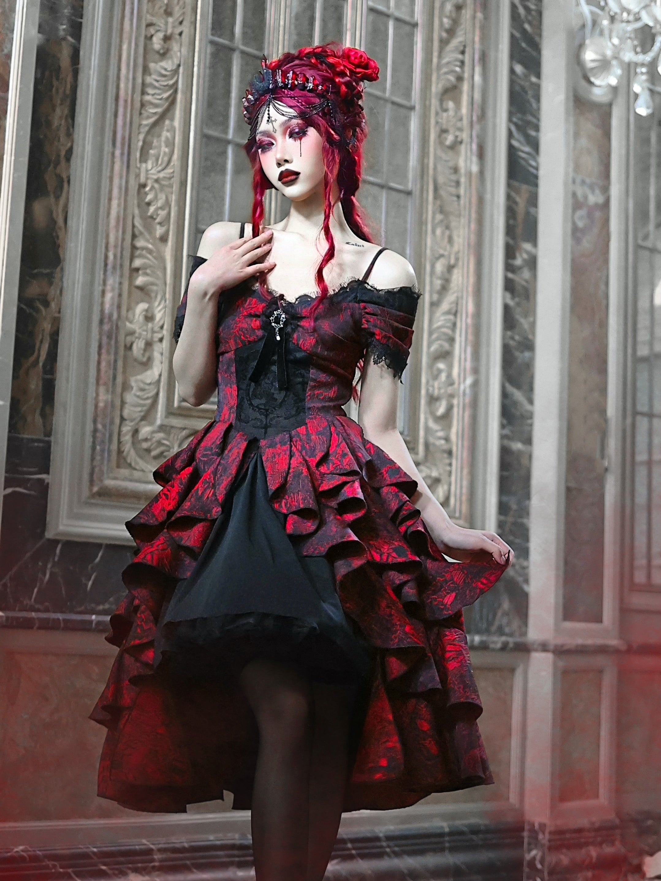 Gothic Cosplay Lace Princess Frill Dress