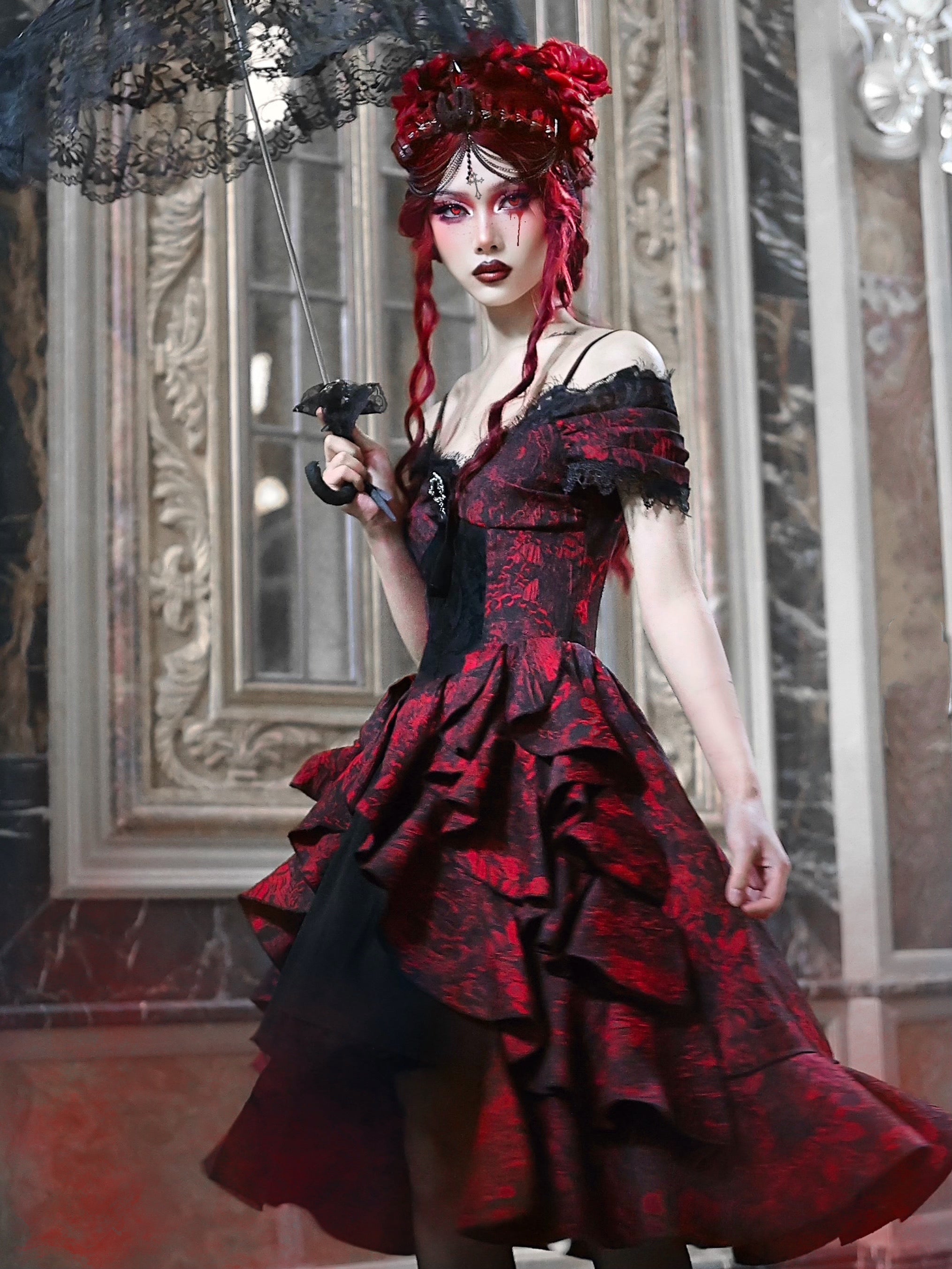 Robe de volant de la princesse en dentelle Gothic Cosplay