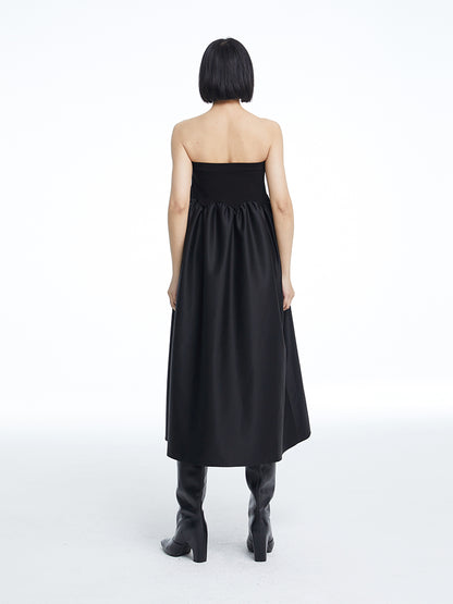 2way Plain Flare Bare-tops Long-Skirt