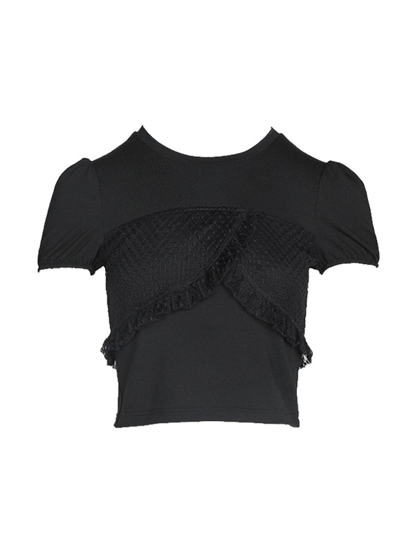 Mesh Frill Short T-shirt