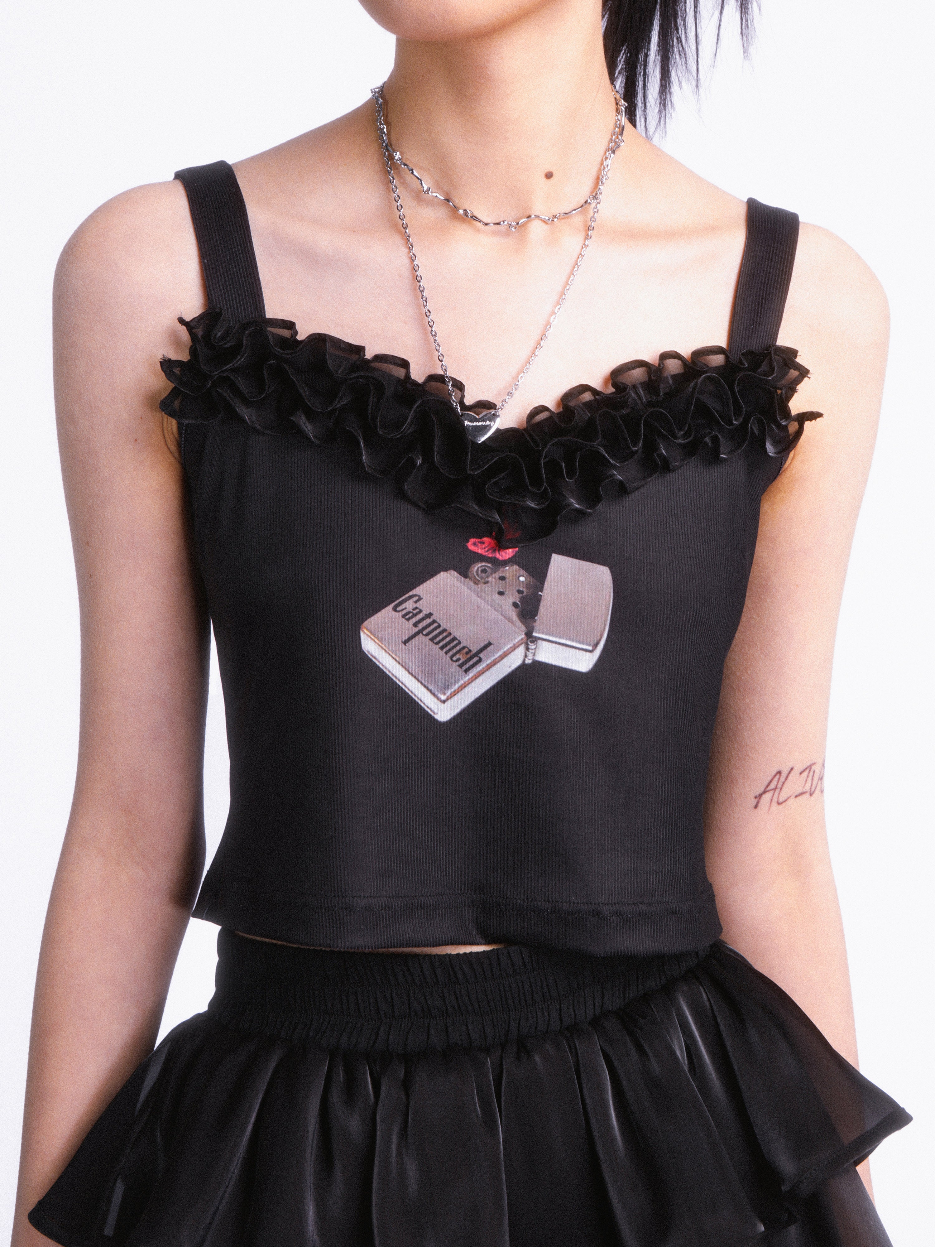 amisole Ribbon Frill Bustier - Cat Punch – ARCANA ARCHIVE