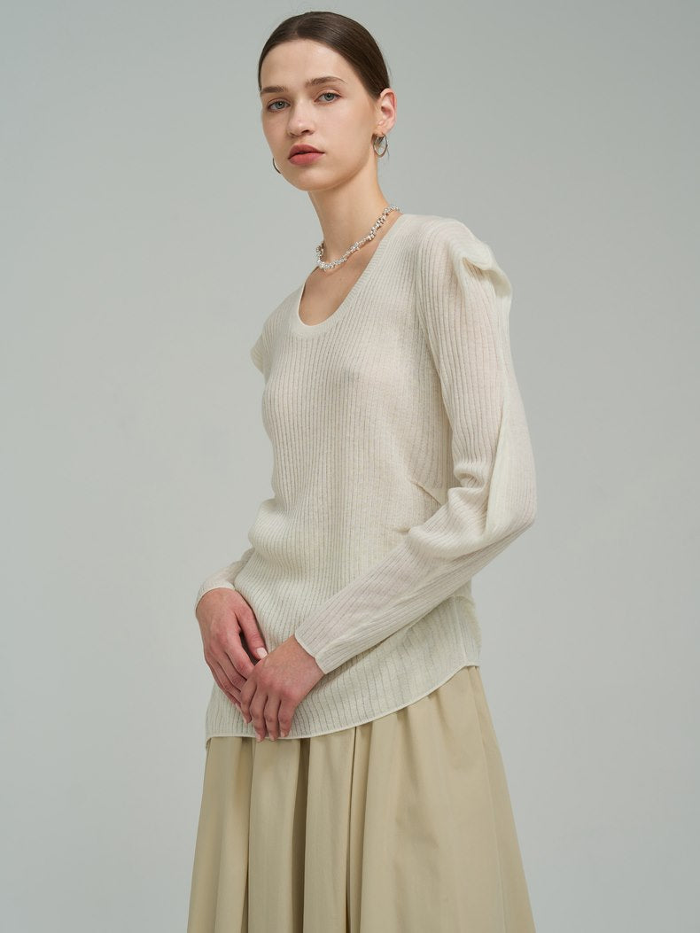 Loose Asymmetry Classy Mature Power-shoulder Knit