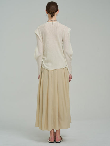 Loose Asymmetry Classy Mature Power-shoulder Knit