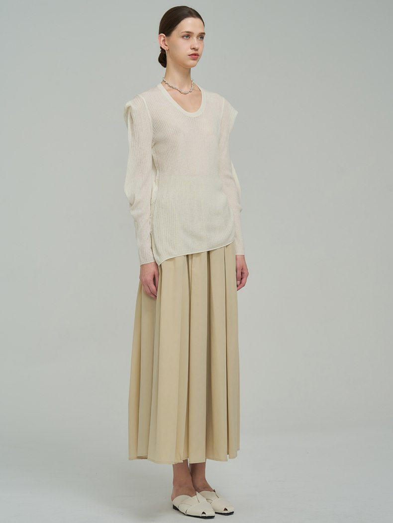 Loose Asymmetry Classy Mature Power-shoulder Knit