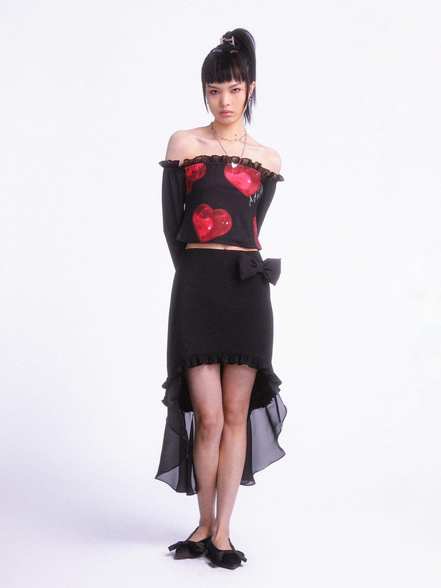 Ribbon Fish-tail Chiffon Skirt