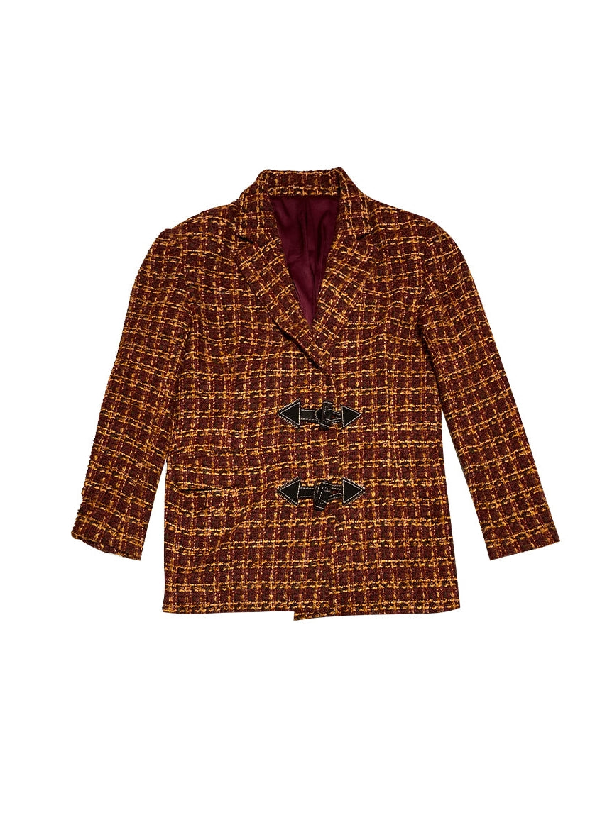 Veste en vrac brune en tweed