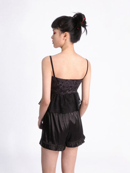 Embroidery Chiffon Flare Camisole