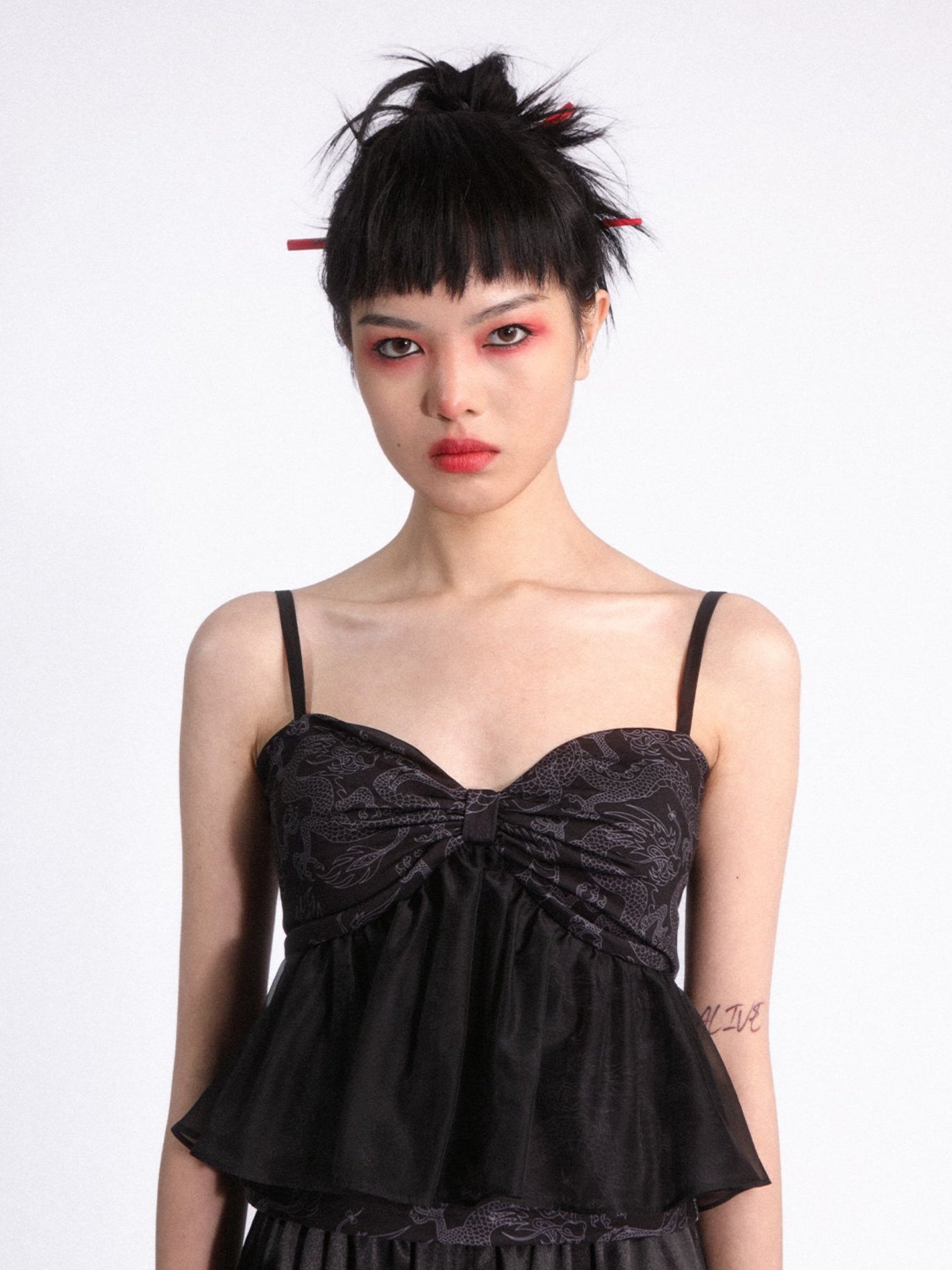 Embroidery Chiffon Flare Camisole