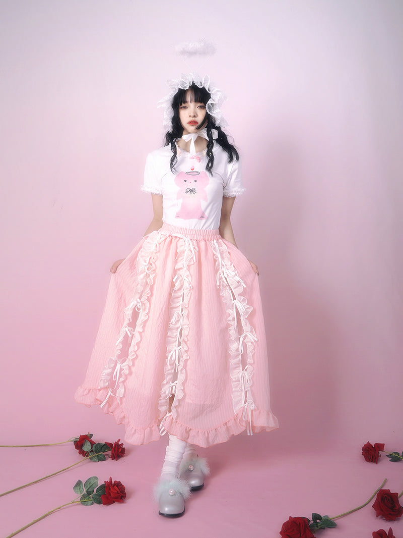 Lolita Frill Ribbon Long Skirt