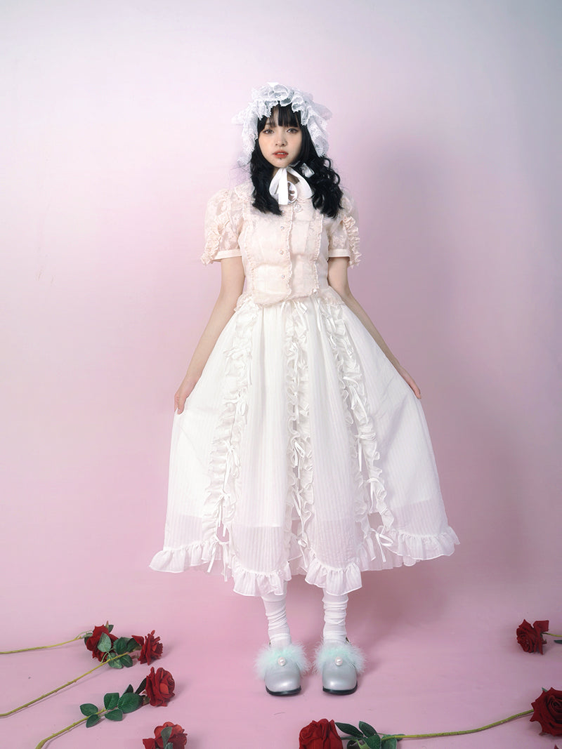 Lolita Frill Ribbon Long Skirt