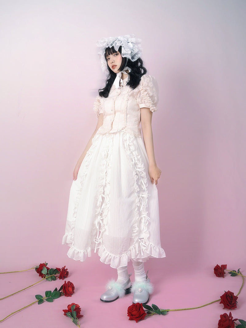 Lolita Frill Ribbon Long Skirt