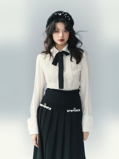 Ribbon Lace Classy Monotone  Bi-color Blouse