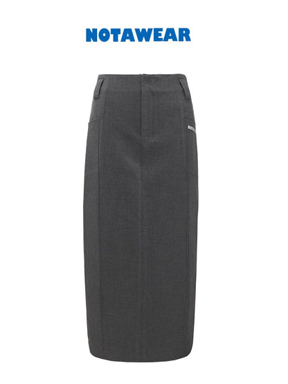 Back-slit Mature Simple Long Skirt