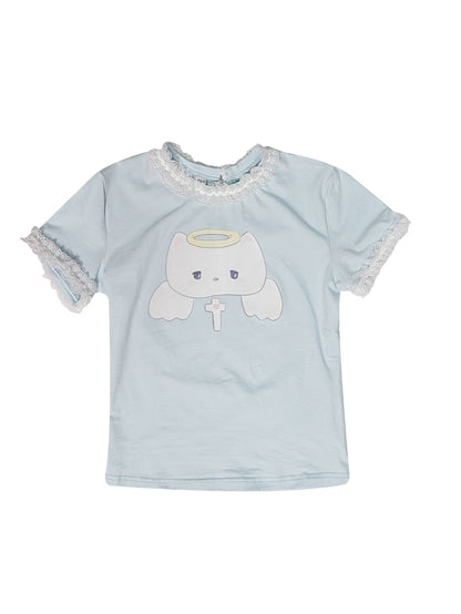 T-shirt girly de personnage en dentelle