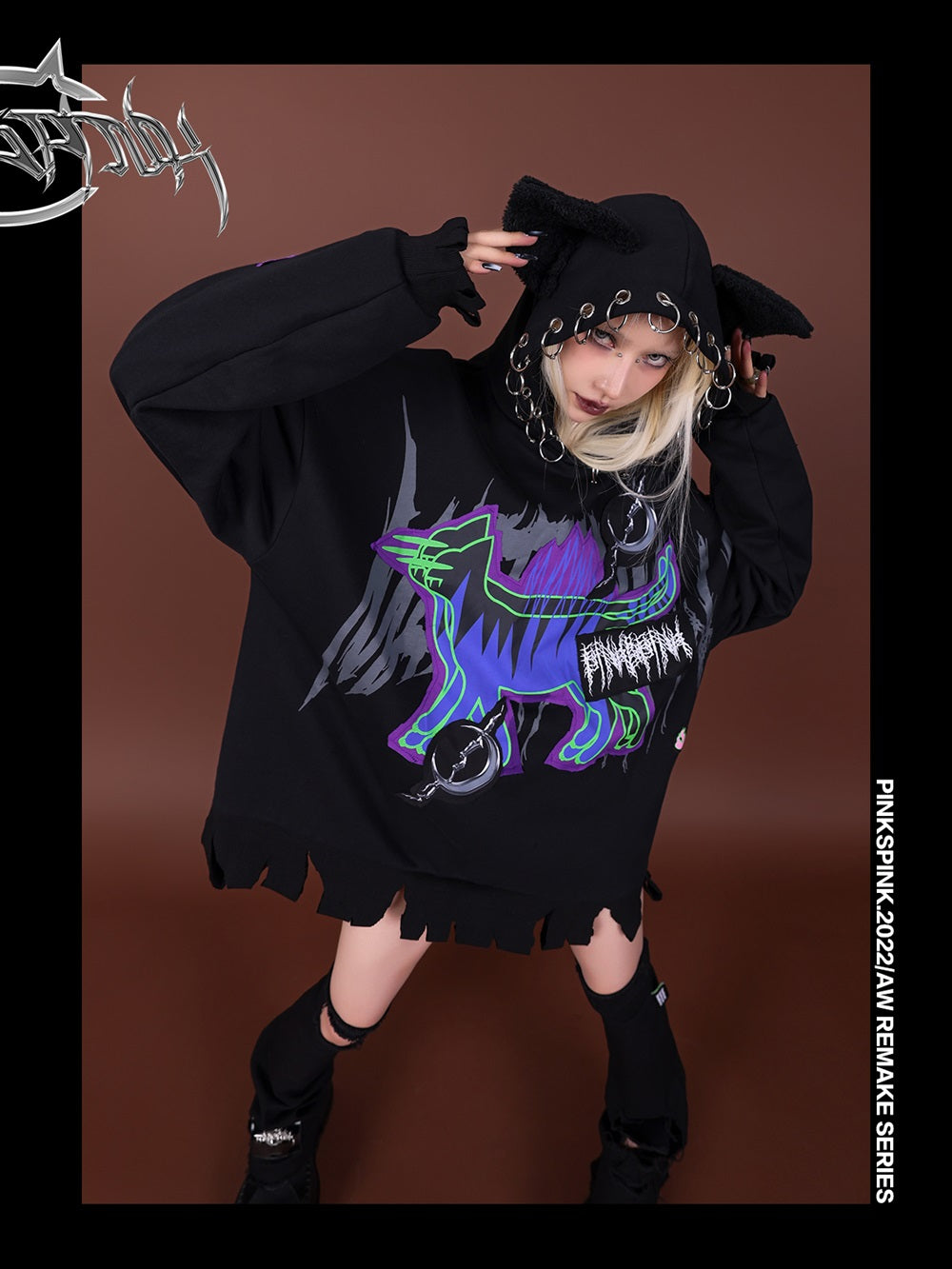 Hoodie Cat-EAR NICHI CONSPICUOUS RING PARKA