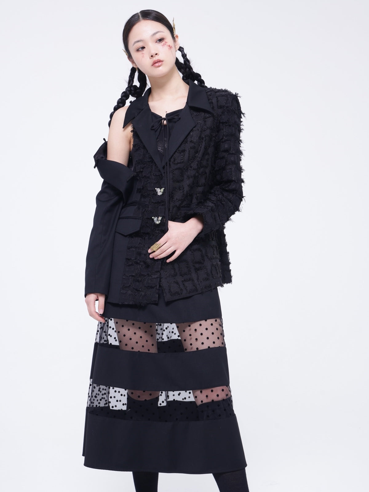 A-line Panel-skirt Dot One-piece