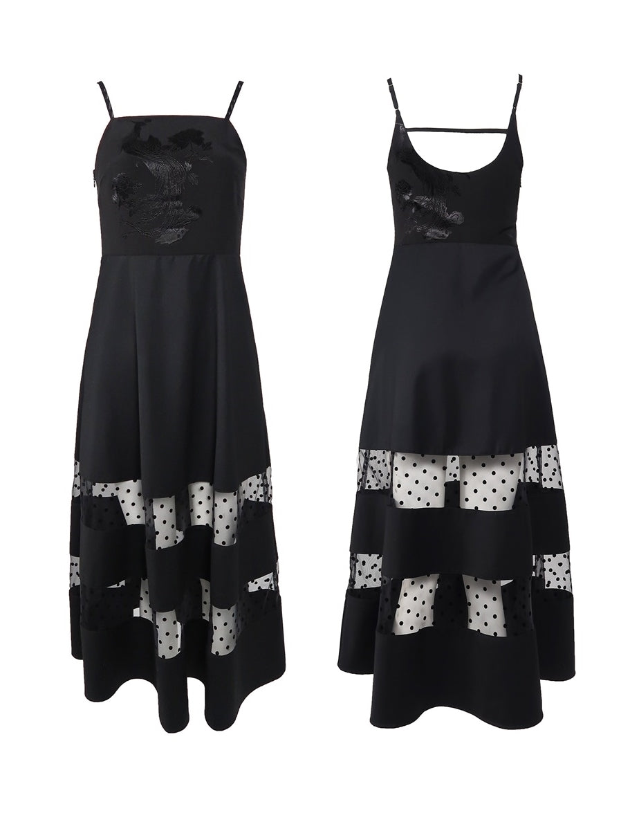 A-line Panel-skirt Dot One-piece