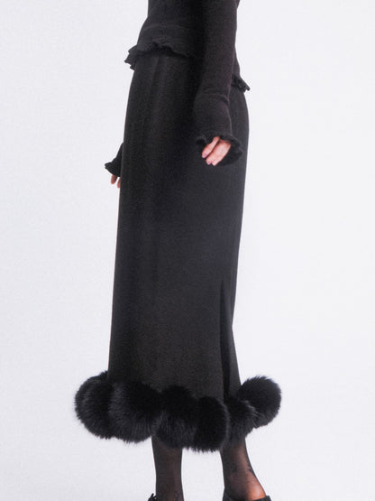 Elegant Fur Long Skirt