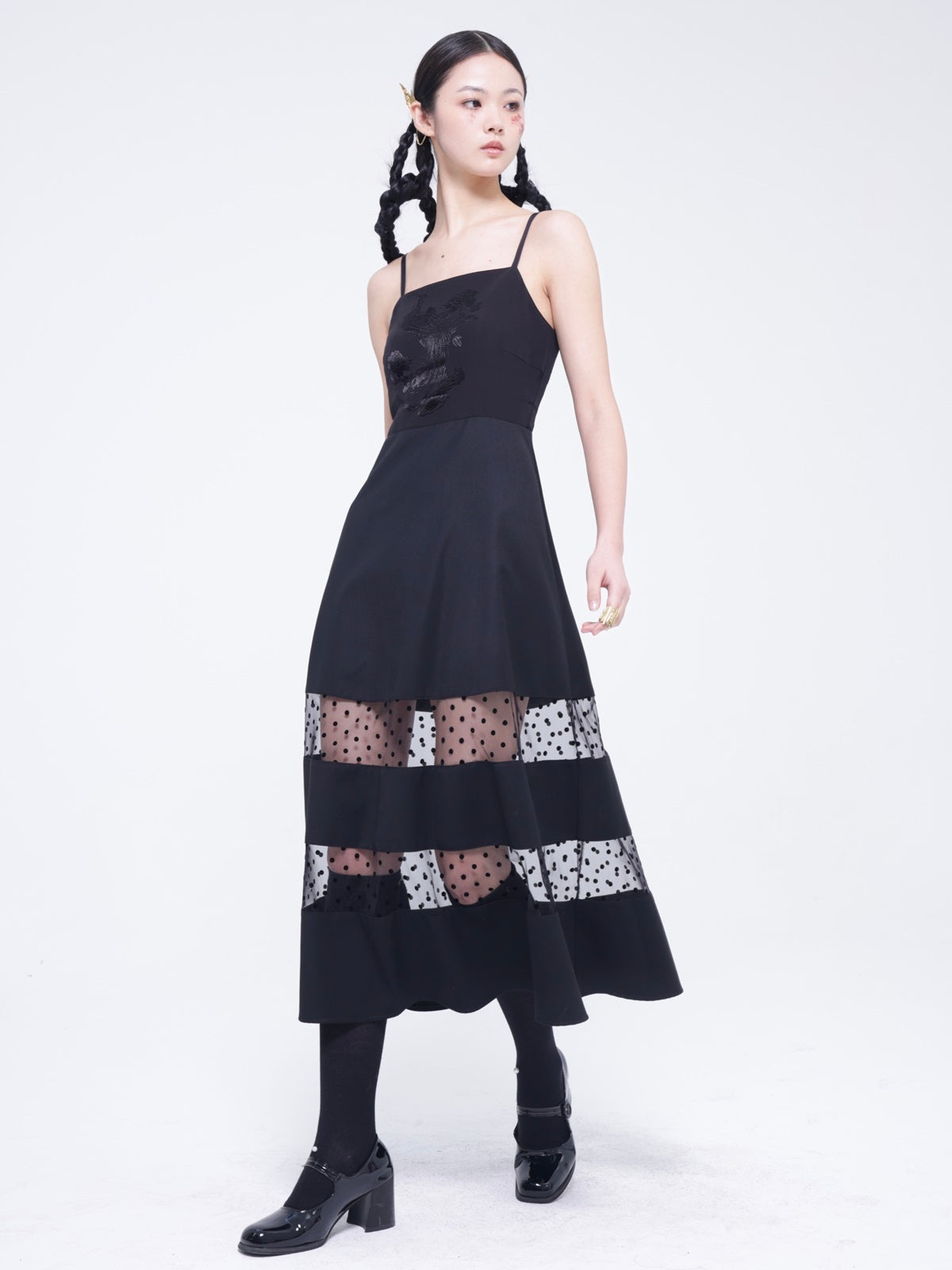 A-Line Pannel-Skirt Dot One-pièce