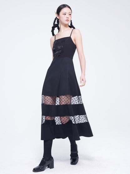 A-line Panel-Skirt Dot One-Piece