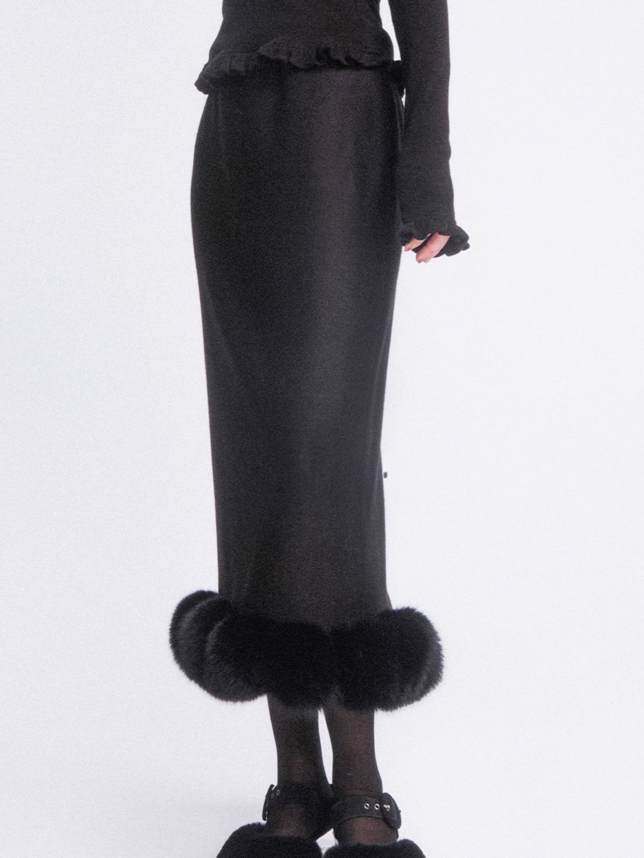 Elegant Fur Long Skirt