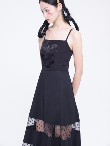 A-line Panel-skirt Dot One-piece