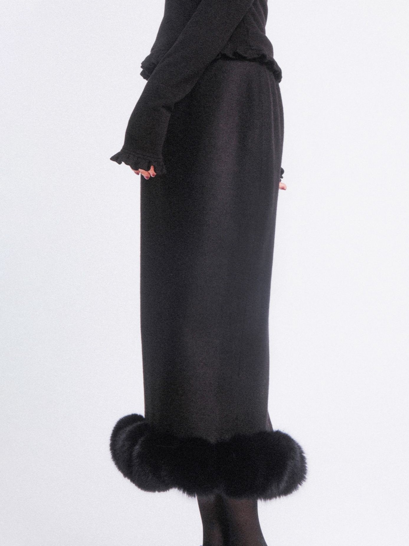 Elegant Fur Long Skirt