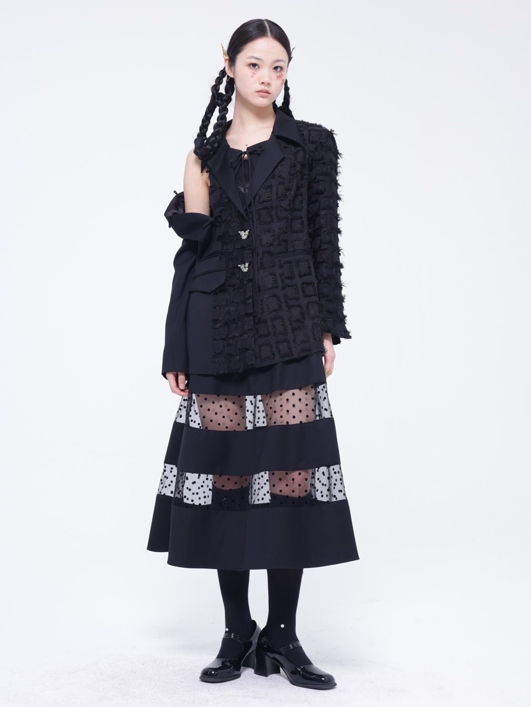 A-line Panel-Skirt Dot One-Piece