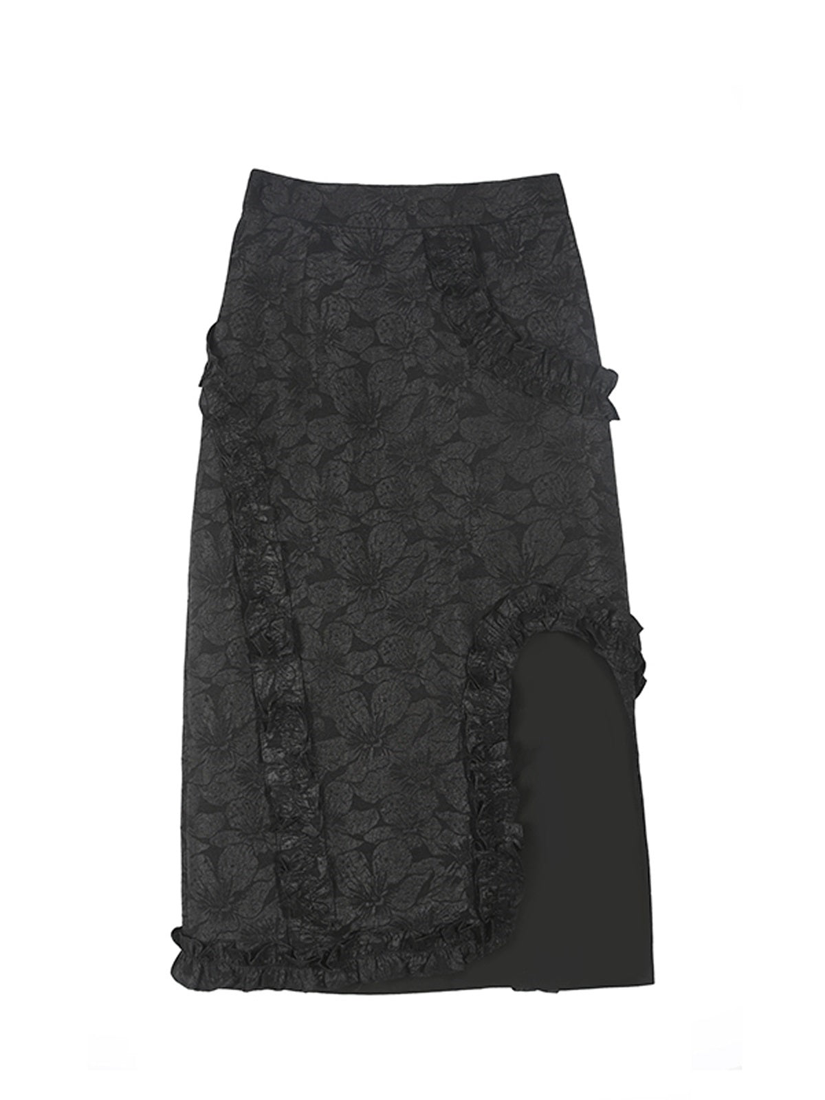 Flower Embroidery Frill Niche IRREGULAR SKIRT -EIDOLON GRAIN – ARCANA  ARCHIVE