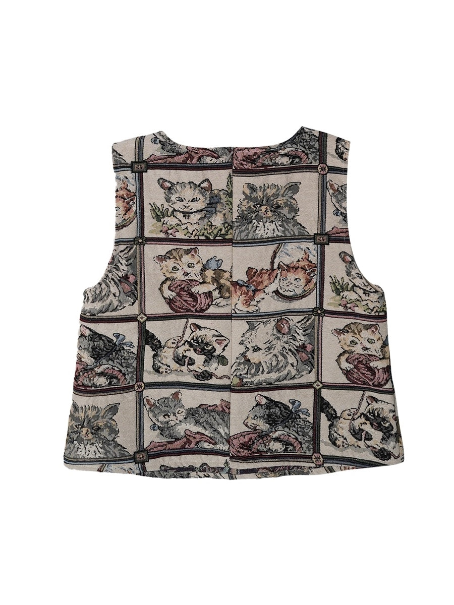 Cat Animal Retro Vest