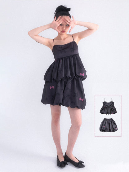 Ribbon Satin Balloon Camisole Skirt