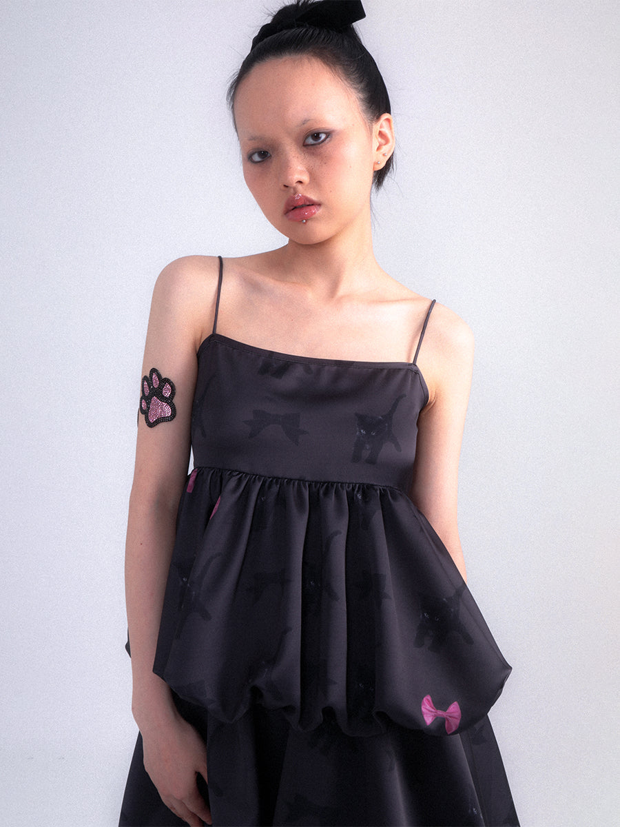 Ribbon Satin Balloon Camisole Skirt