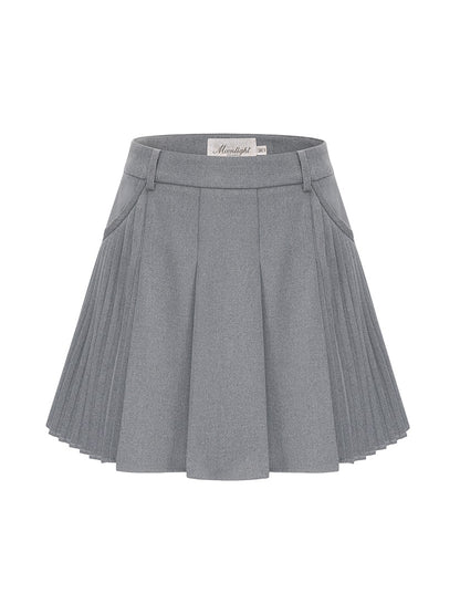 PLEATS SHORT GIRLY CASUAL SKIRT