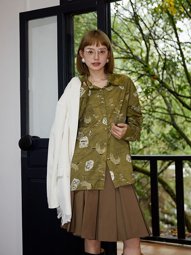 Retro Oversize Casual Nichi-design Shirt