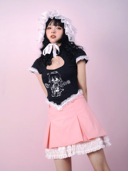 T-shirt Nichi coupé Lolita en dentelle