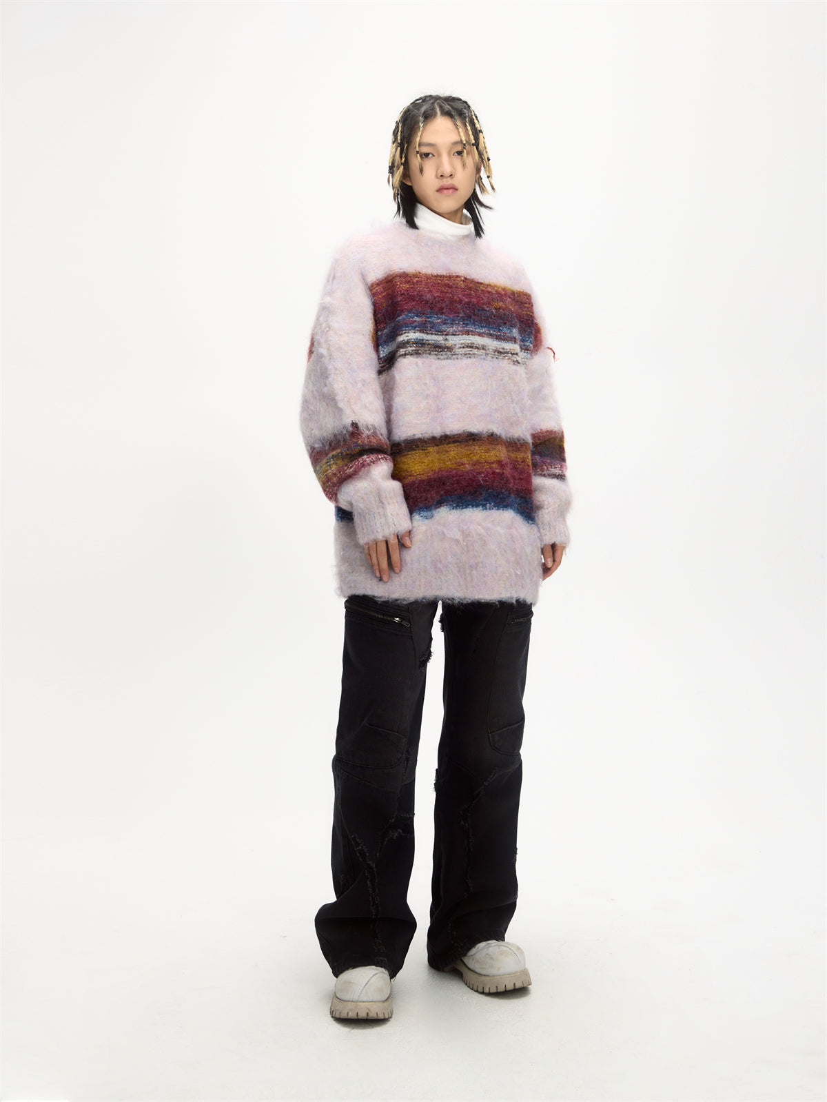 ARCHIVE】border mohair grunge knit - ニット/セーター